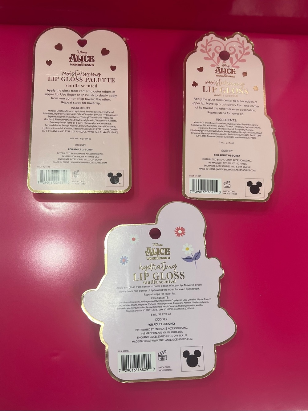 Disney Alice in Wonderland Lip Gloss Trio - Pink - Picture 2 of 2
